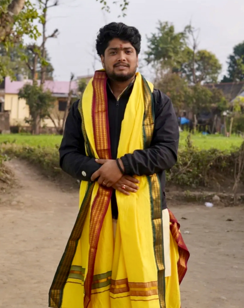 Pandit Mohit Kala performing sacred puja ceremony